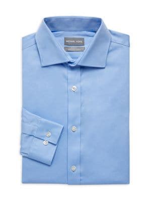 Michael Kors Untucked Length Slim Fit Twill Dress Shirt on SALE 